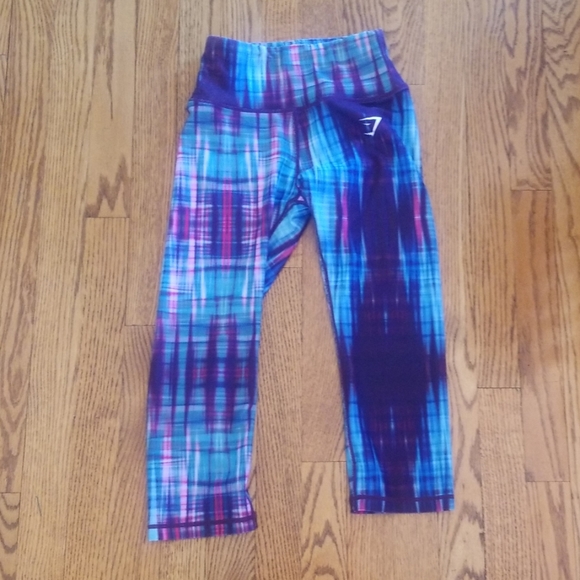 Gymshark Pants - Gymshark blue and purple capri workout leggings XS